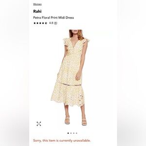 Rahi Yellow Floral Print Midi Dress size S